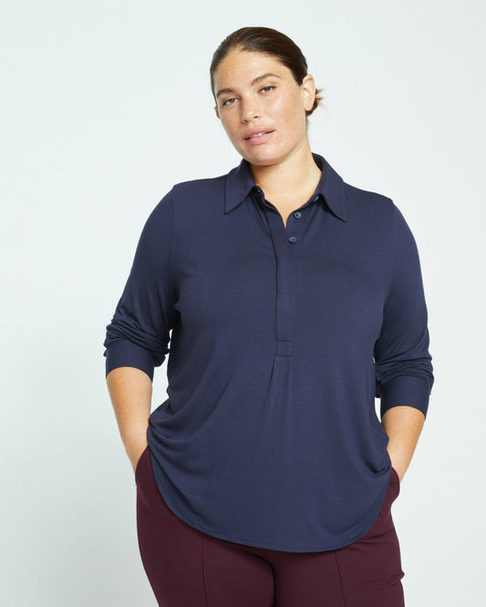 Universal Standard Elbe Popover Liquid Jersey Shirt Classic Fit - Midnight