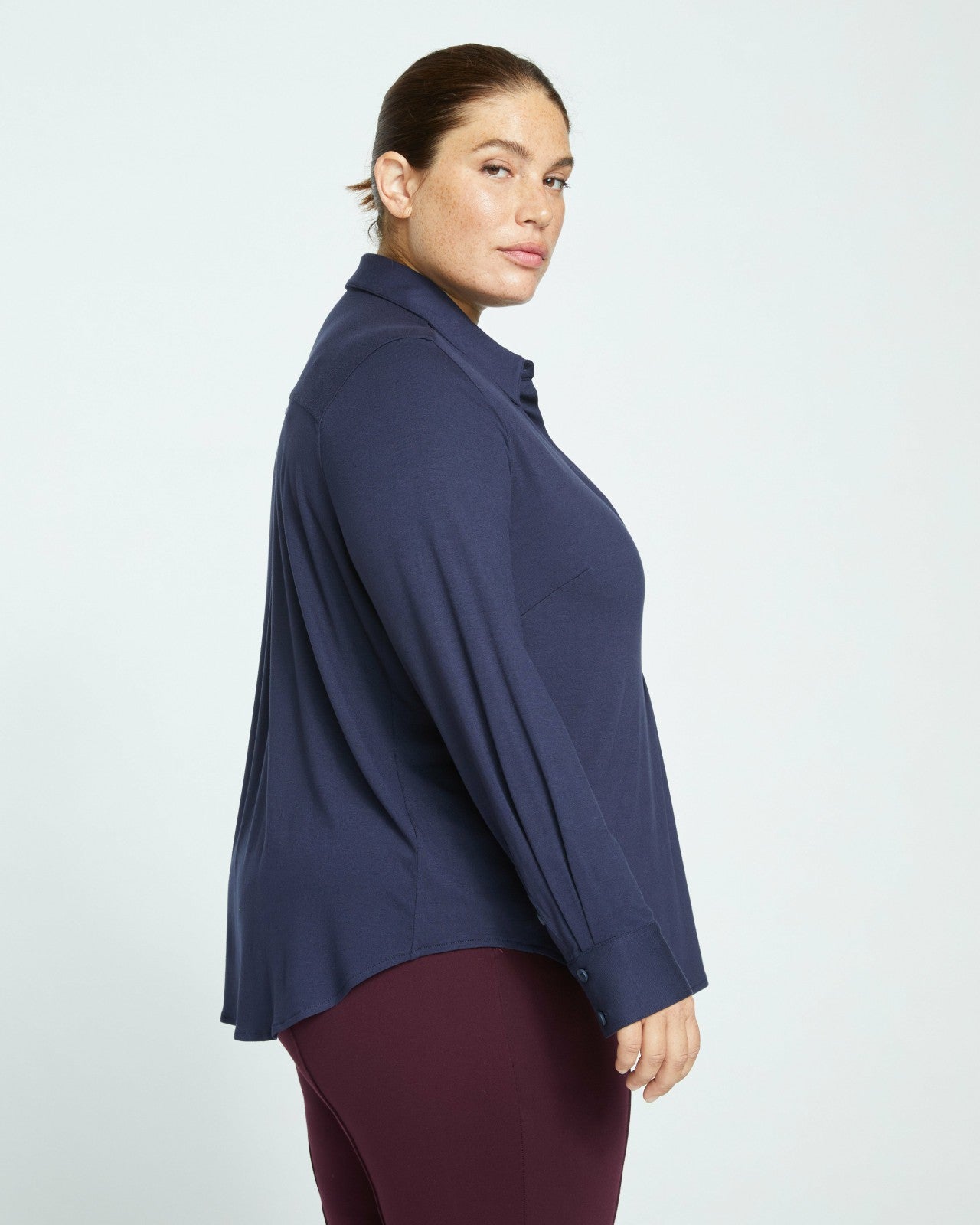 Universal Standard Elbe Popover Liquid Jersey Shirt Classic Fit - Midnight