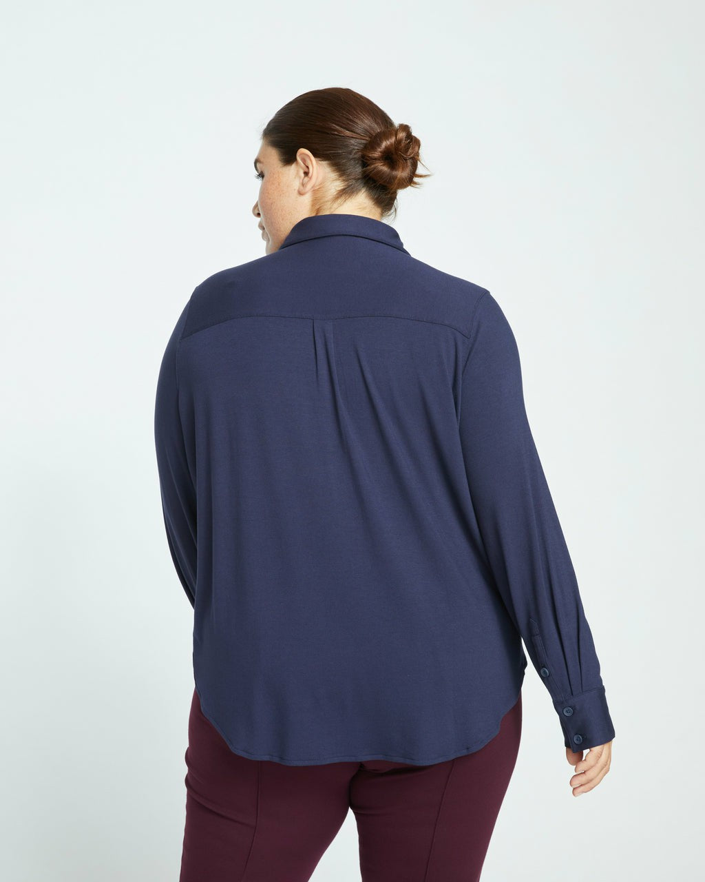 Universal Standard Elbe Popover Liquid Jersey Shirt Classic Fit - Midnight