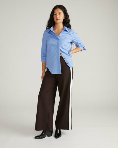 Universal Standard Elbe Stretch Poplin Shirt Classic Fit - Soft Blue
