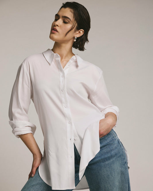 Universal Standard Cooling Stretch Cupro Artist Shirt - White