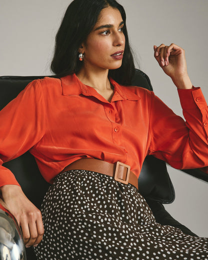 Universal Standard Cooling Stretch Cupro Artist Shirt - Orange Flame