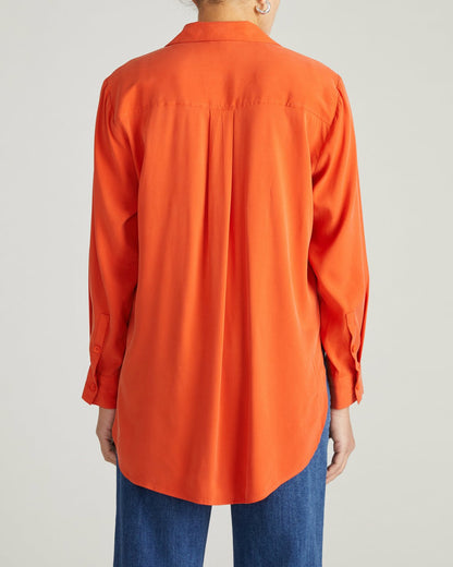 Universal Standard Cooling Stretch Cupro Artist Shirt - Orange Flame