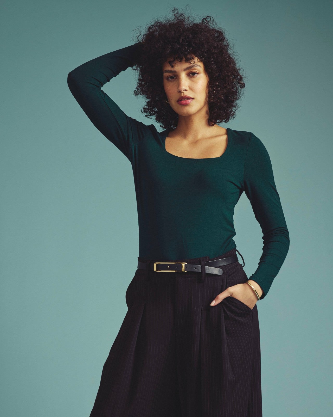 Universal Standard Agatha Liquid Jersey Top - Forest Green