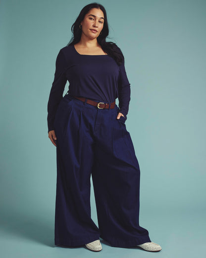 Universal Standard Agatha Liquid Jersey Top - Midnight