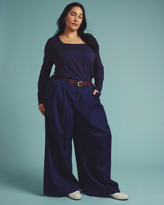 Universal Standard Agatha Liquid Jersey Top - Midnight