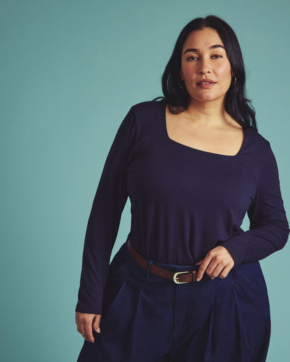 Universal Standard Agatha Liquid Jersey Top - Midnight