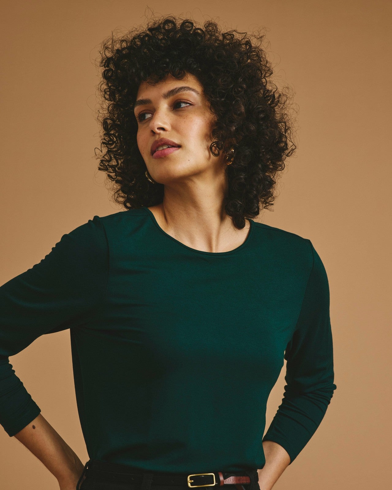 Universal Standard Joan Liquid Jersey Long Sleeve Top - Forest Green