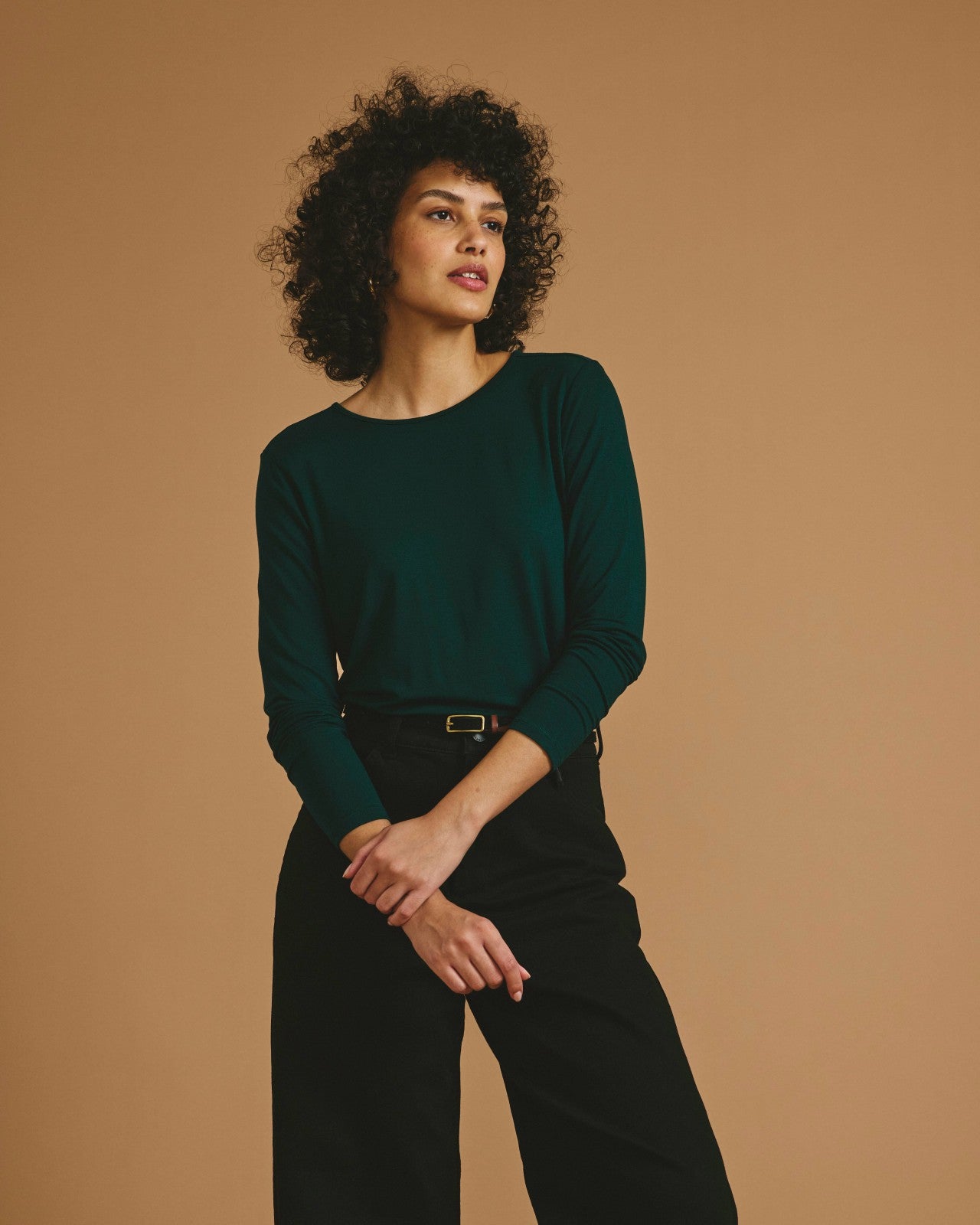 Universal Standard Joan Liquid Jersey Long Sleeve Top - Forest Green