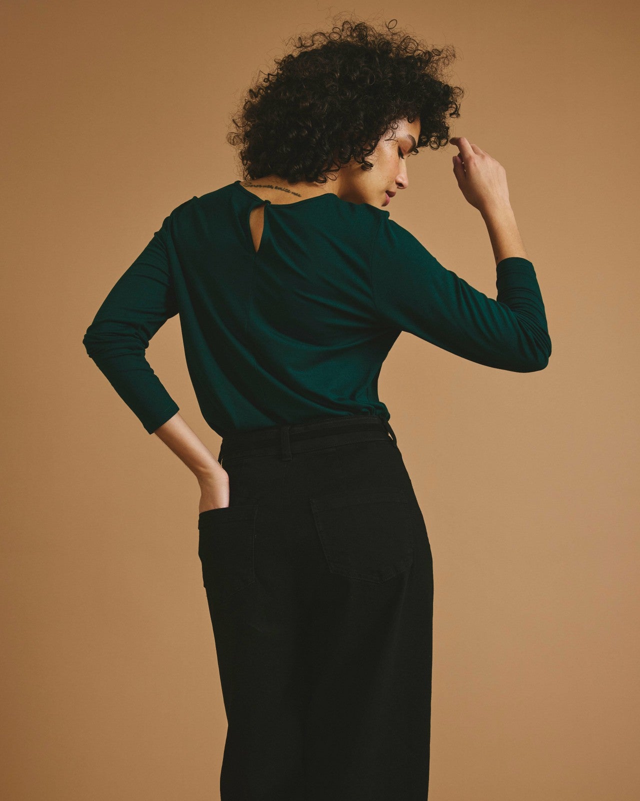 Universal Standard Joan Liquid Jersey Long Sleeve Top - Forest Green