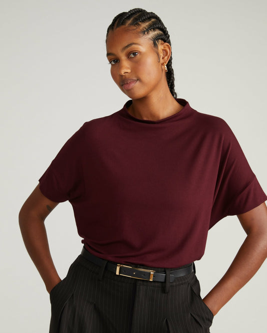 Universal Standard Petra Liquid Jersey Top - Black Cherry
