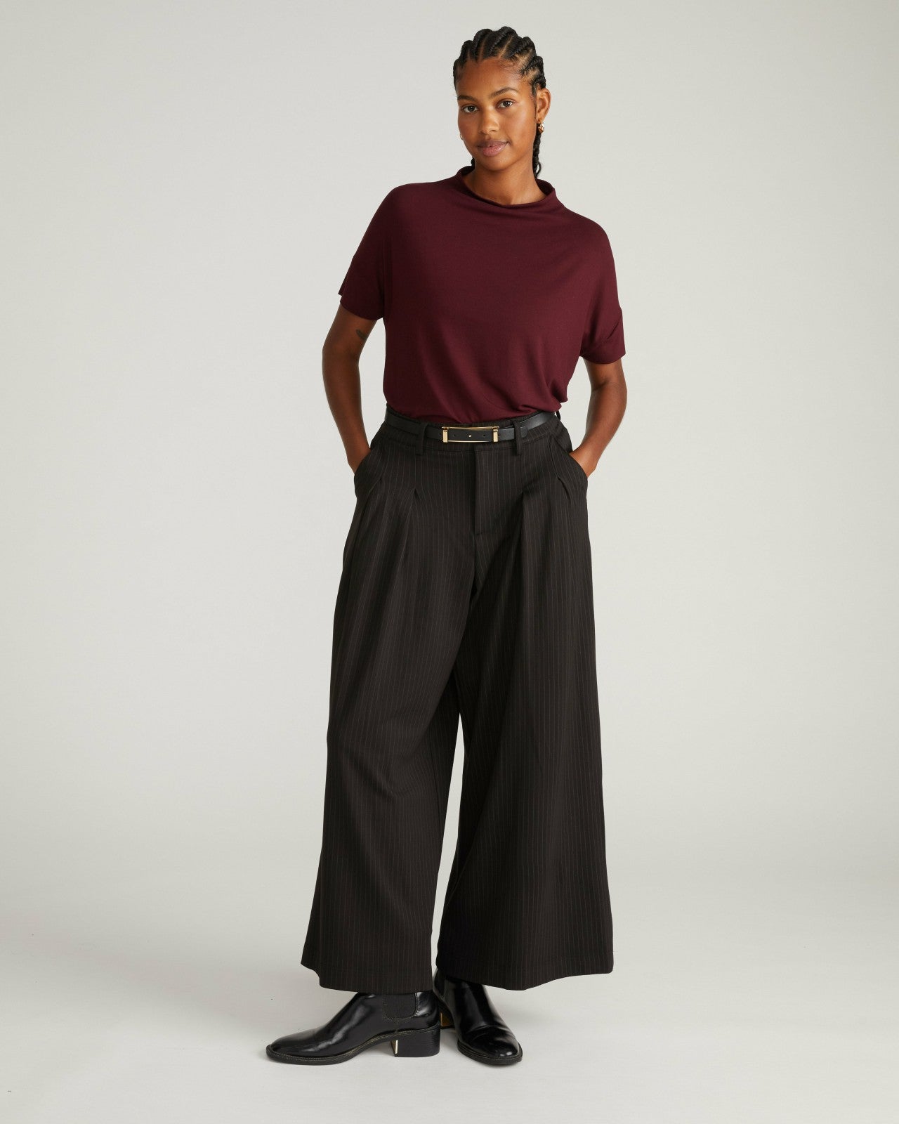 Universal Standard Petra Liquid Jersey Top - Black Cherry