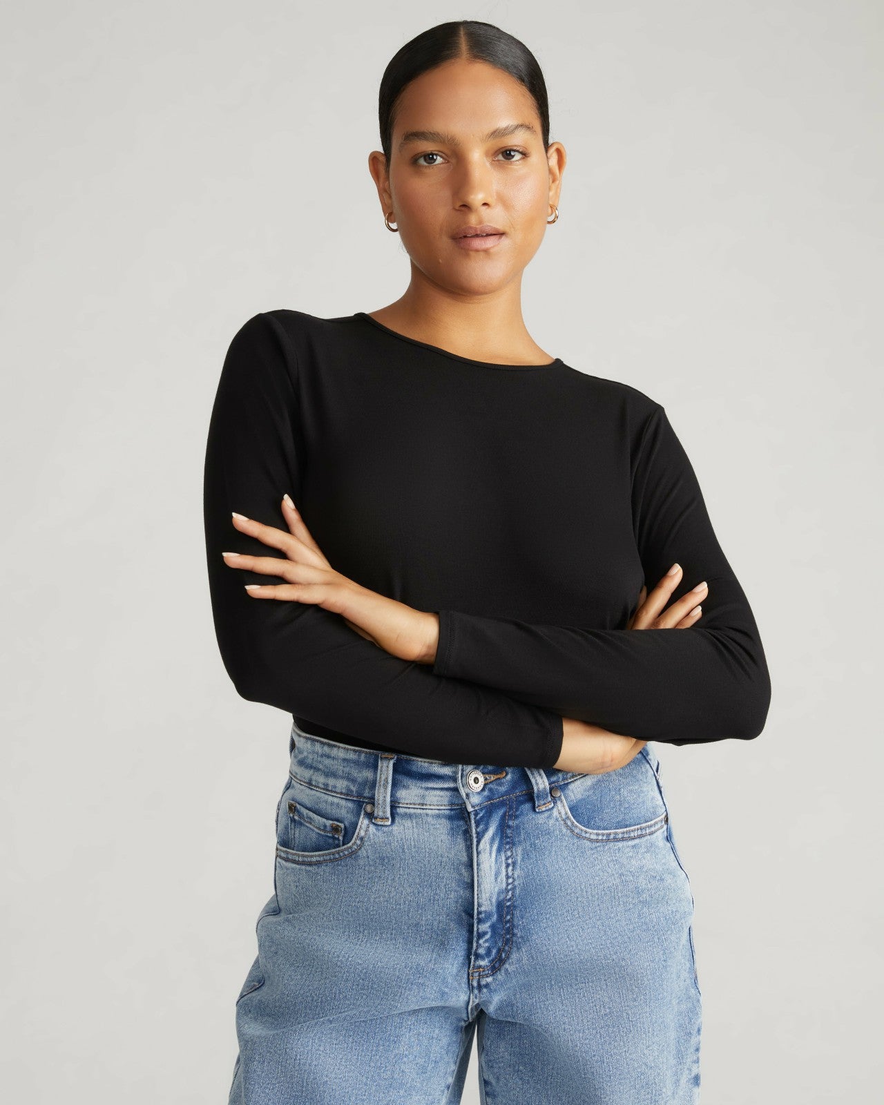 Universal Standard Joan Liquid Jersey Long Sleeve Top - Black