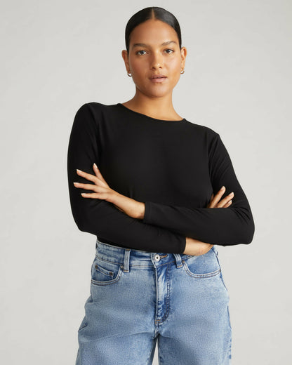 Universal Standard Joan Liquid Jersey Long Sleeve Top - Black