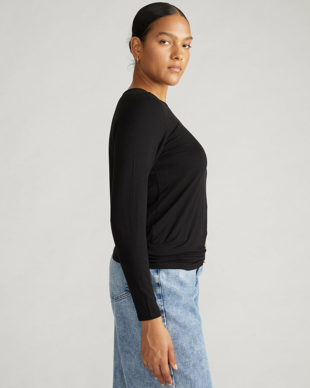 Universal Standard Joan Liquid Jersey Long Sleeve Top - Black