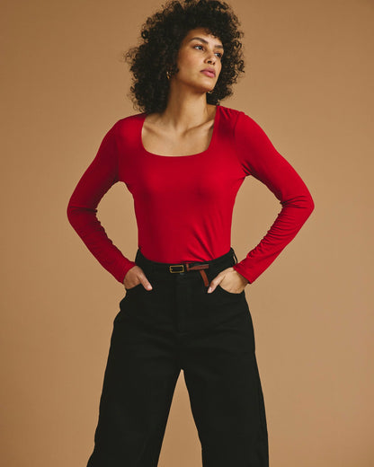 Universal Standard Agatha Liquid Jersey Top - New York Red