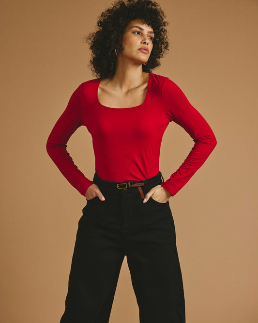 Universal Standard Agatha Liquid Jersey Top - New York Red