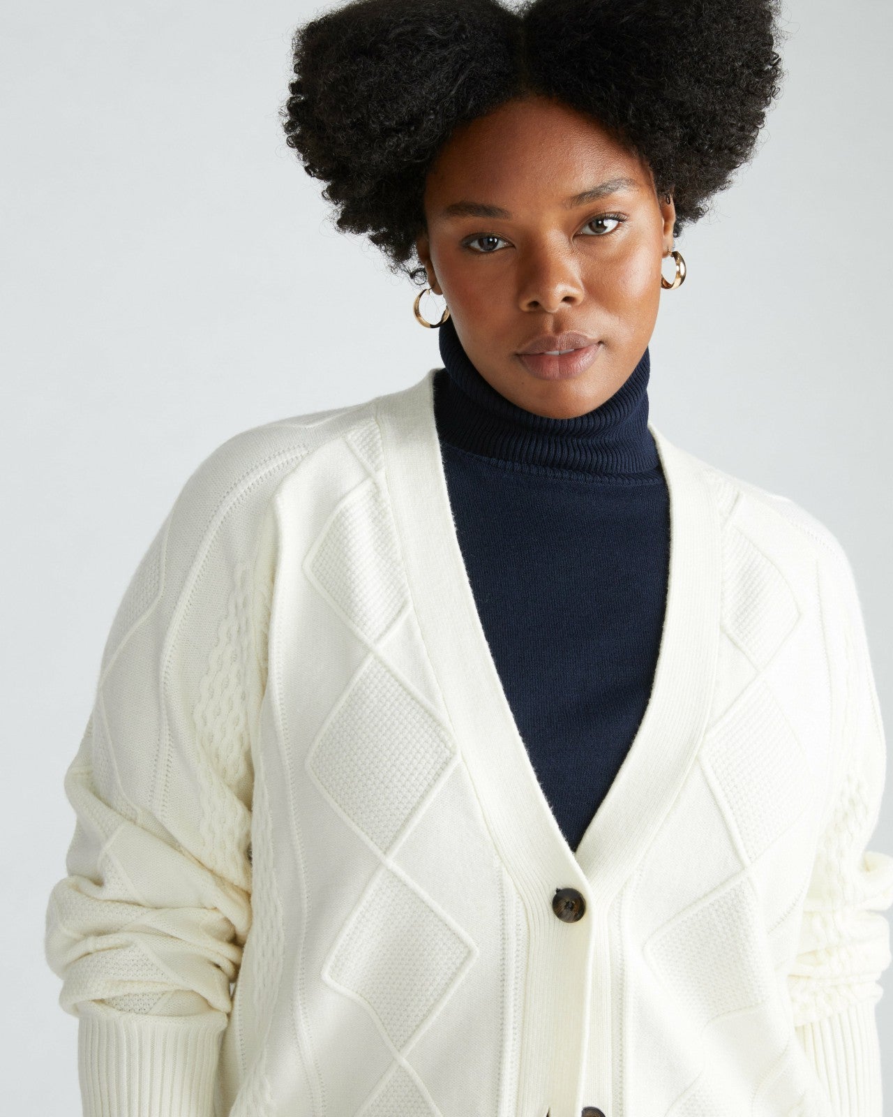 Universal Standard Cable Knit Cardigan - Cream