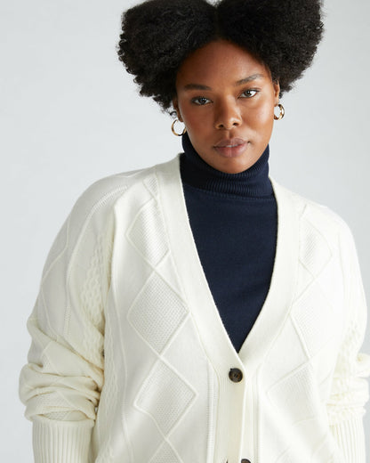 Universal Standard Cable Knit Cardigan - Cream