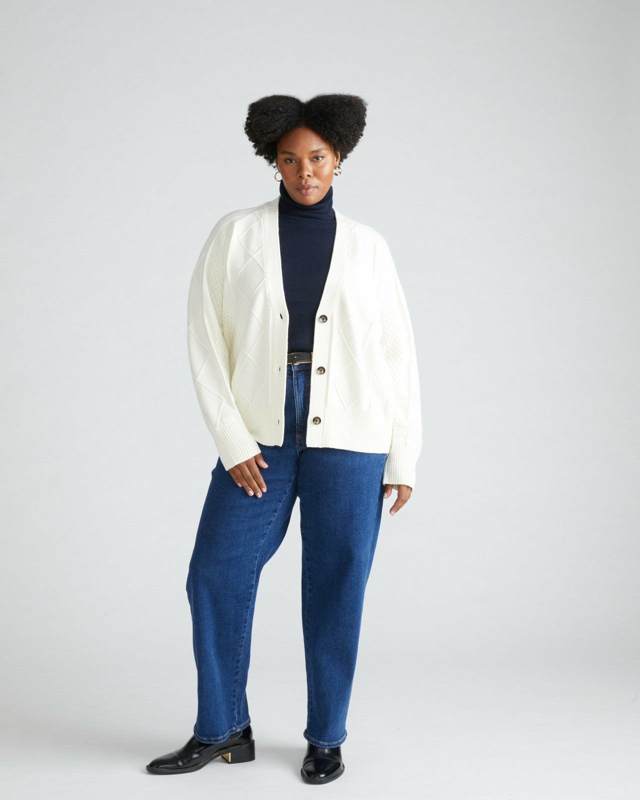 Universal Standard Cable Knit Cardigan - Cream