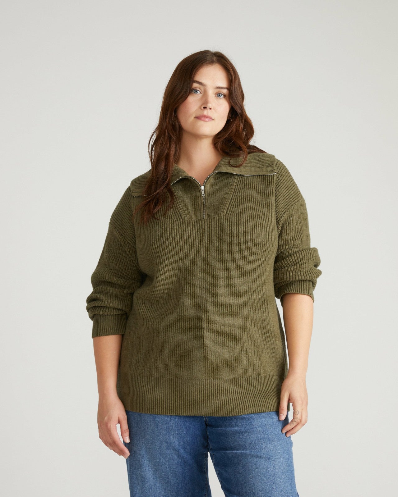 Universal Standard Brenda Zip Sweater - Camo