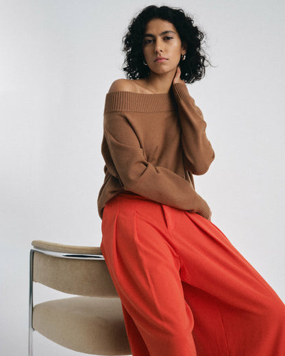 Universal Standard Noomi Cold Shoulder Sweater - Classic Camel