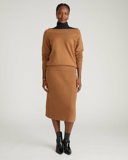 Universal Standard Noomi Cold Shoulder Sweater - Classic Camel