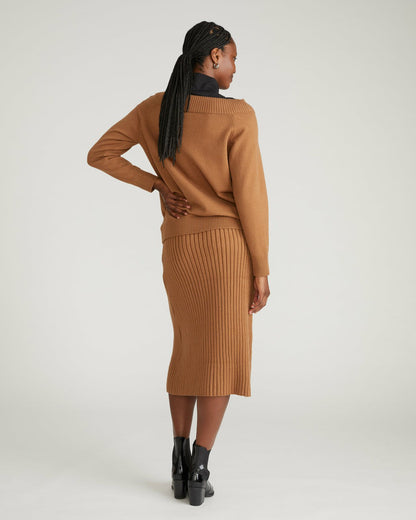Universal Standard Noomi Cold Shoulder Sweater - Classic Camel