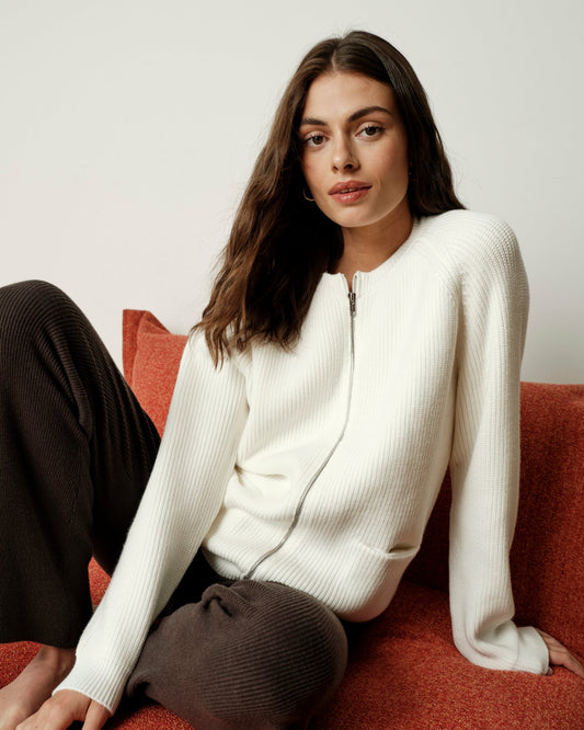 Universal Standard Better-Than-Wool Zip Cardigan - Cream