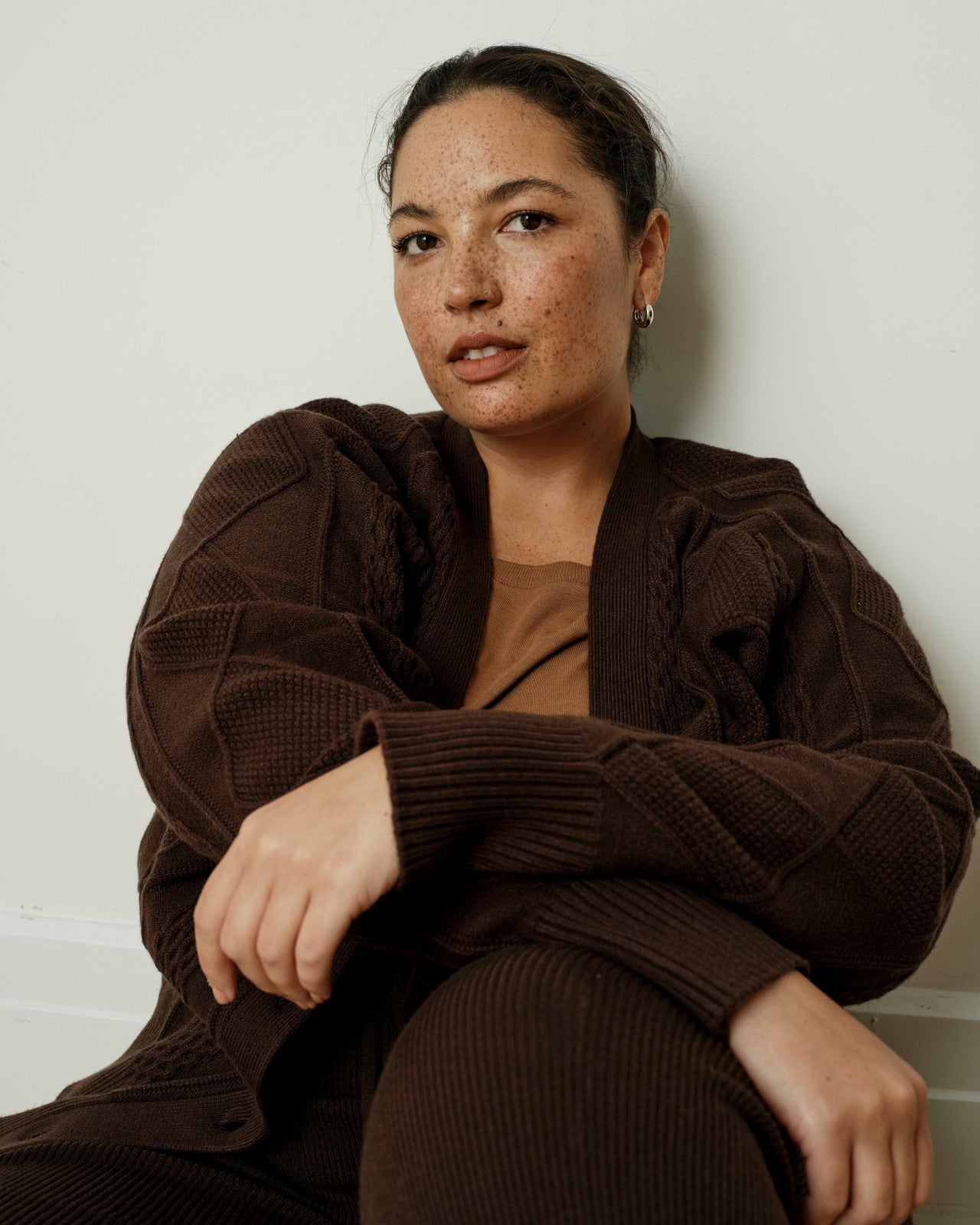 Universal Standard Cable Knit Cardigan - Espresso