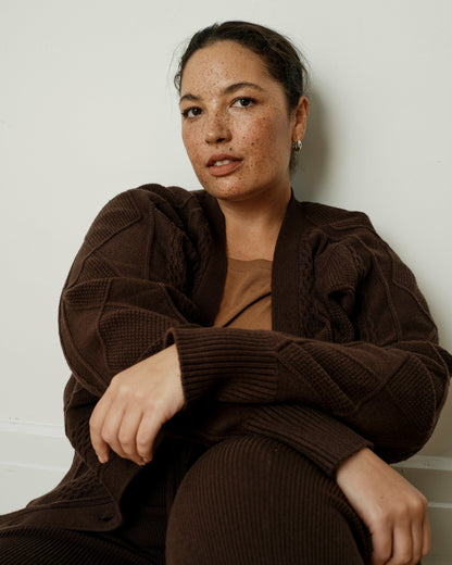 Universal Standard Cable Knit Cardigan - Espresso