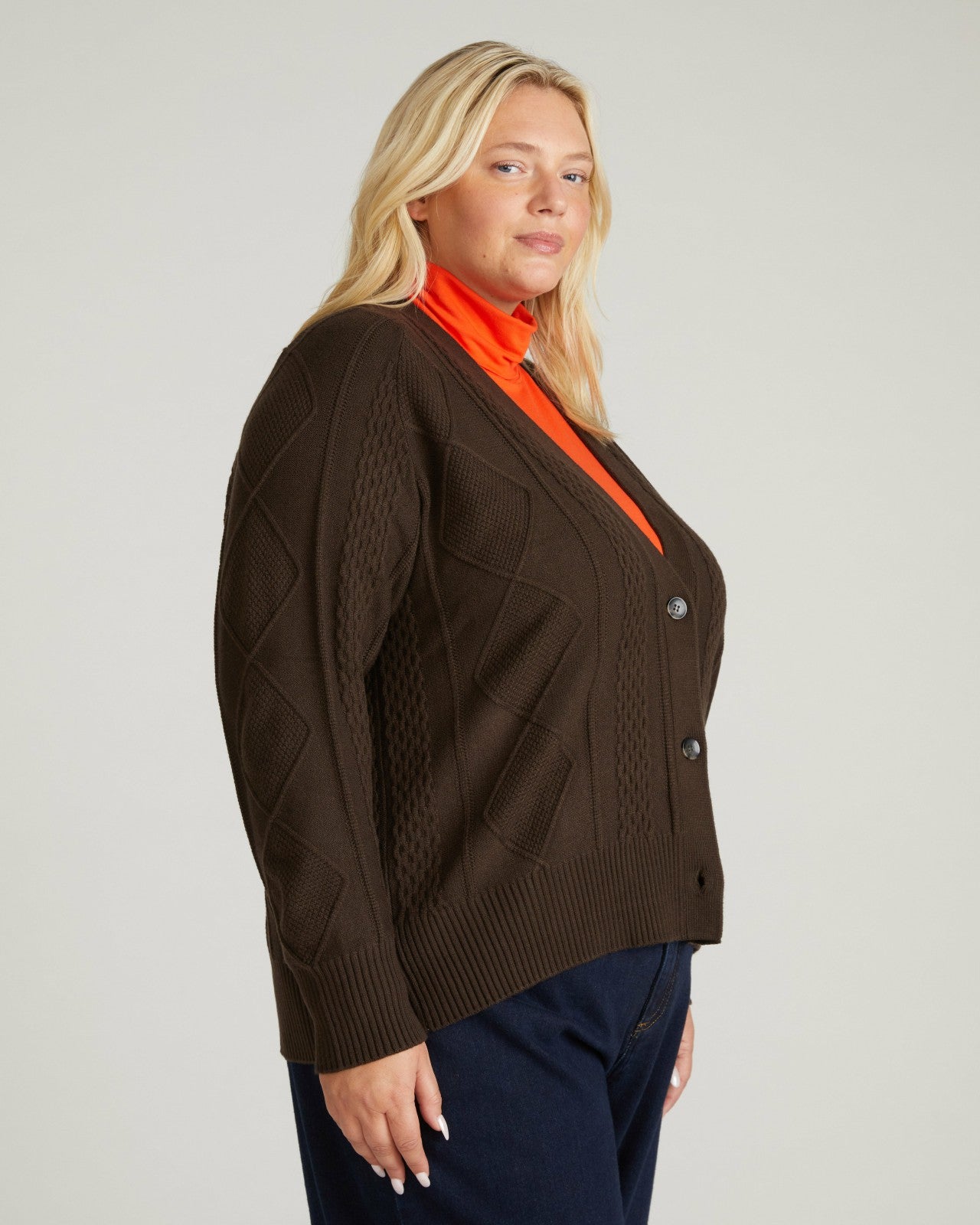 Universal Standard Cable Knit Cardigan - Espresso