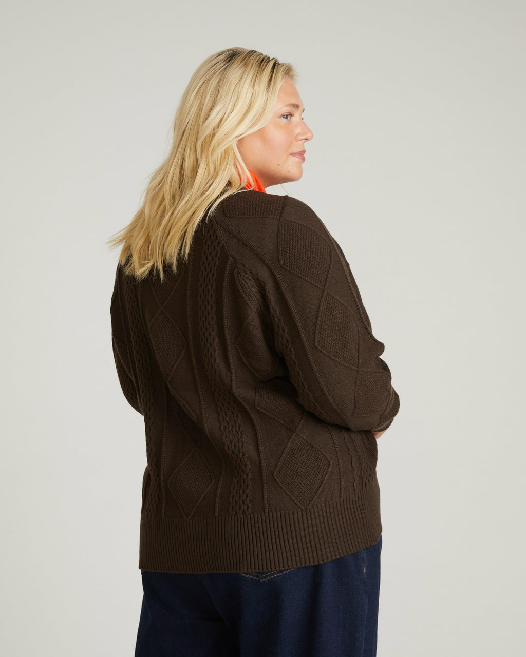 Universal Standard Cable Knit Cardigan - Espresso