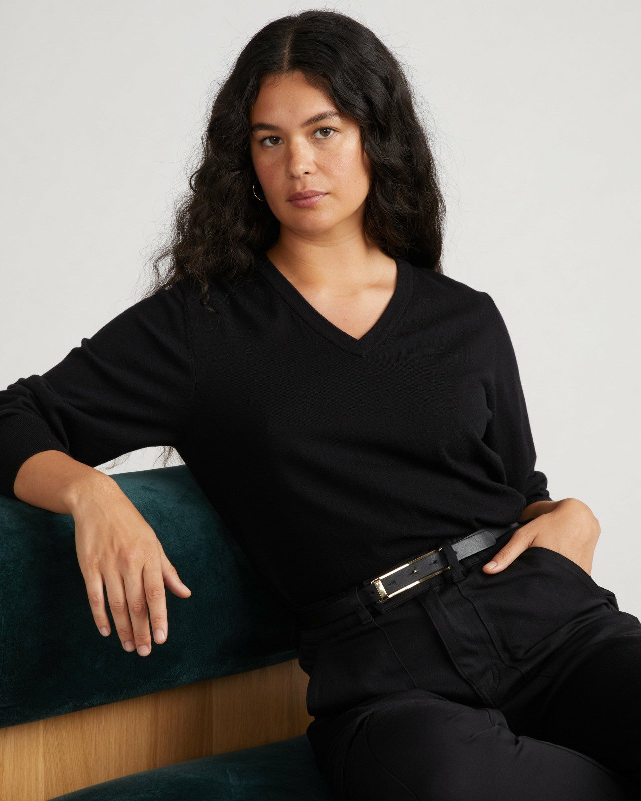 Universal Standard Savvy Fine Knit V Sweater - Black