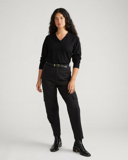 Universal Standard Savvy Fine Knit V Sweater - Black