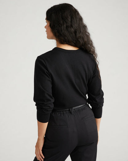 Universal Standard Savvy Fine Knit V Sweater - Black
