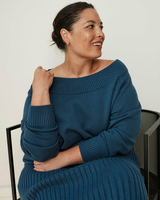 Universal Standard Noomi Cold Shoulder Sweater - Deep Teal