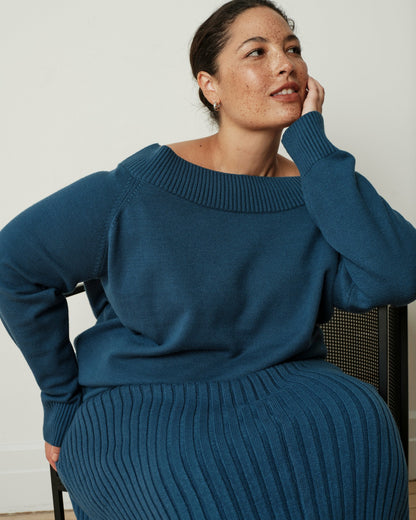 Universal Standard Noomi Cold Shoulder Sweater - Deep Teal
