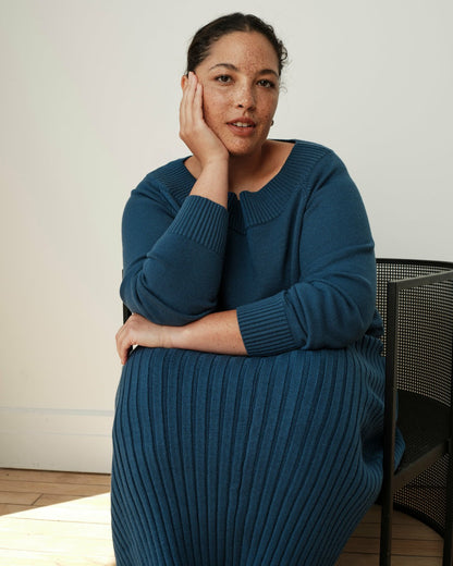Universal Standard Noomi Cold Shoulder Sweater - Deep Teal