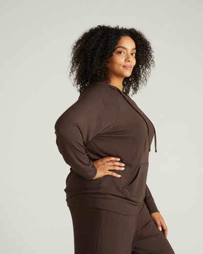 Universal Standard TravelKnit V Neck Hoodie - Espresso