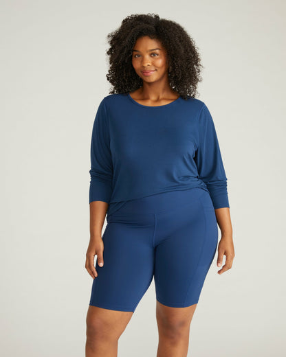 Universal Standard Mia Long Sleeve Movement Tee - Pageant Blue