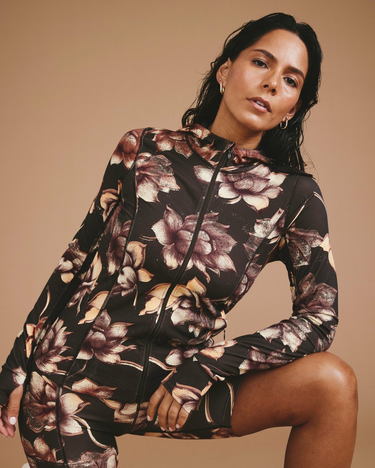 Universal Standard Next-to-Naked Hooded Zip Jacket - Lotus Print