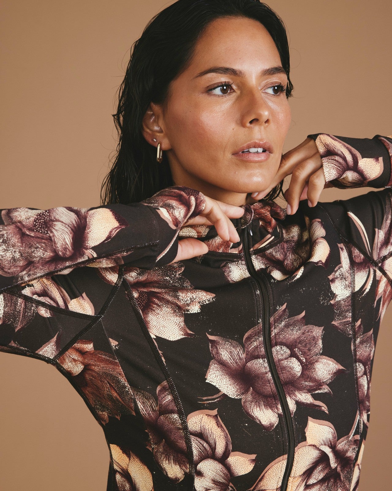 Universal Standard Next-to-Naked Hooded Zip Jacket - Lotus Print
