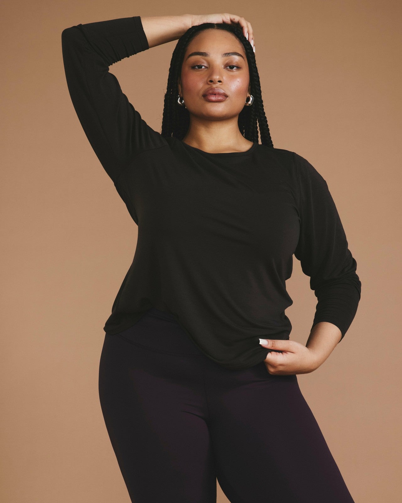 Universal Standard Mia Long Sleeve Movement Tee - Deep Brown