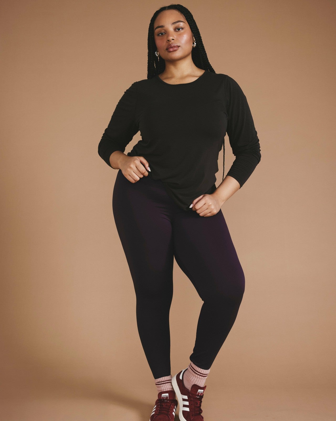 Universal Standard Mia Long Sleeve Movement Tee - Deep Brown