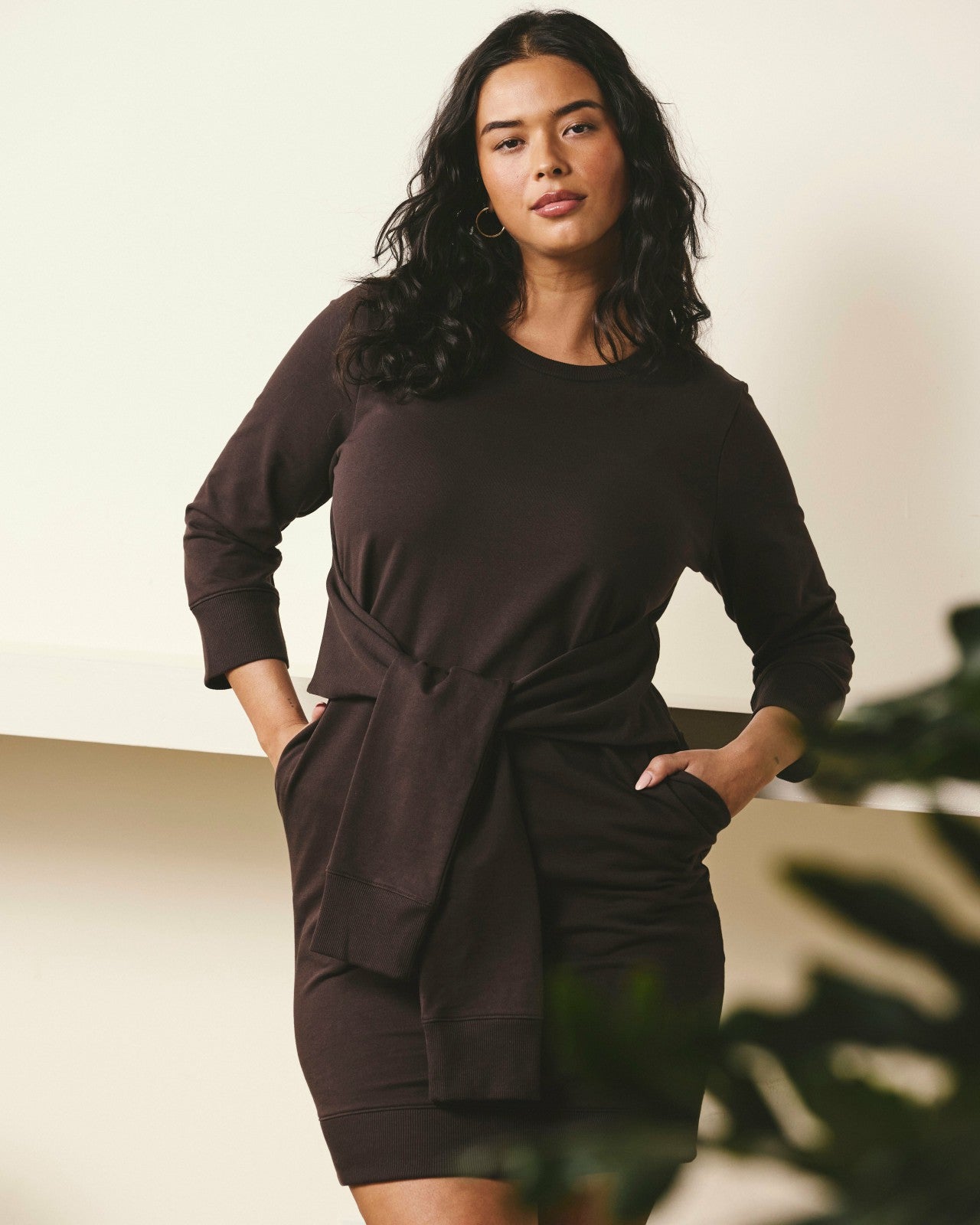 Universal Standard Misa Tie Sweatshirt Dress - Deep Brown