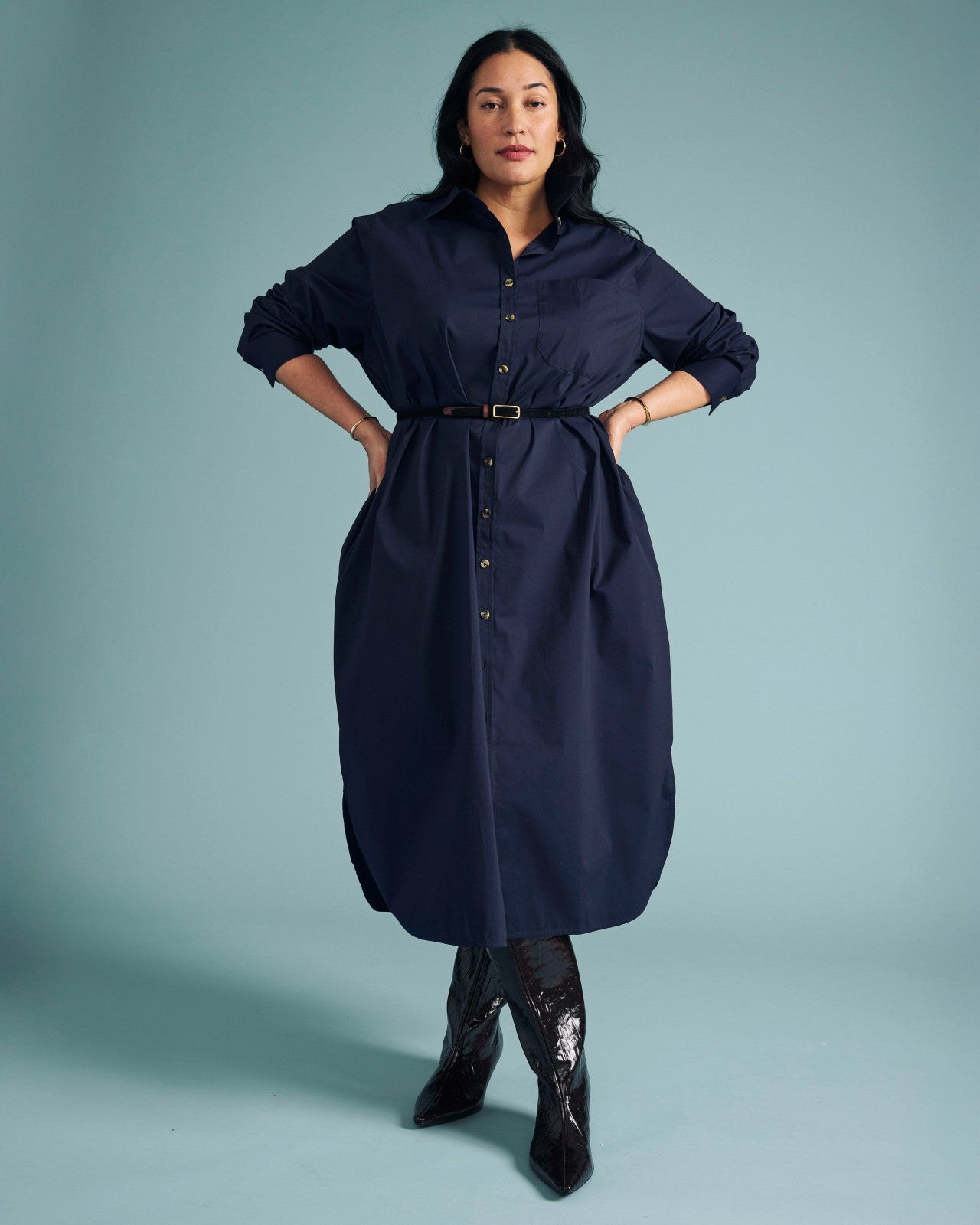 Universal Standard Odeon Stretch Poplin Shirtdress - Navy
