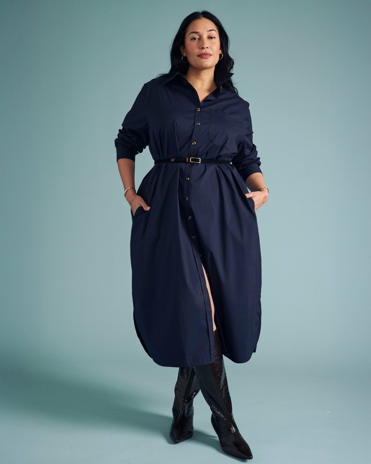 Universal Standard Odeon Stretch Poplin Shirtdress - Navy