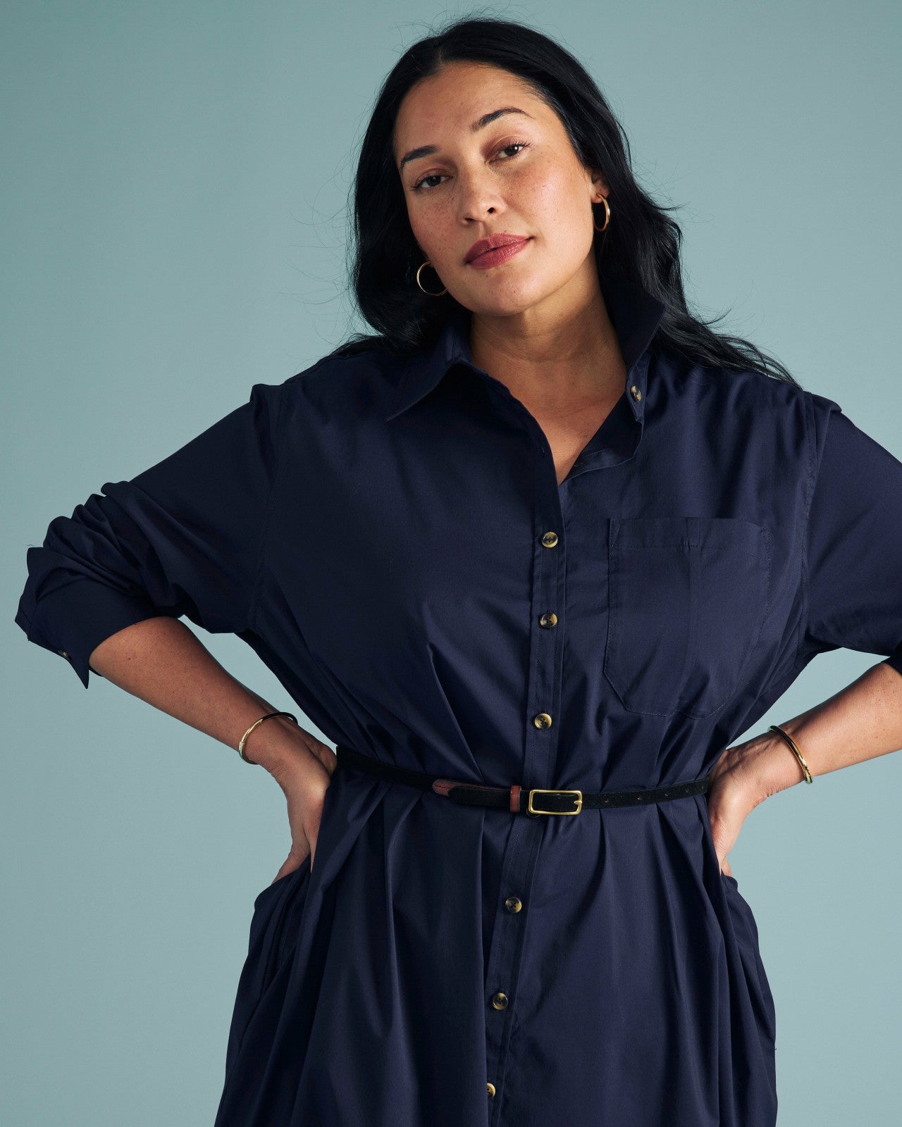 Universal Standard Odeon Stretch Poplin Shirtdress - Navy