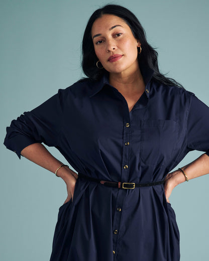 Universal Standard Odeon Stretch Poplin Shirtdress - Navy